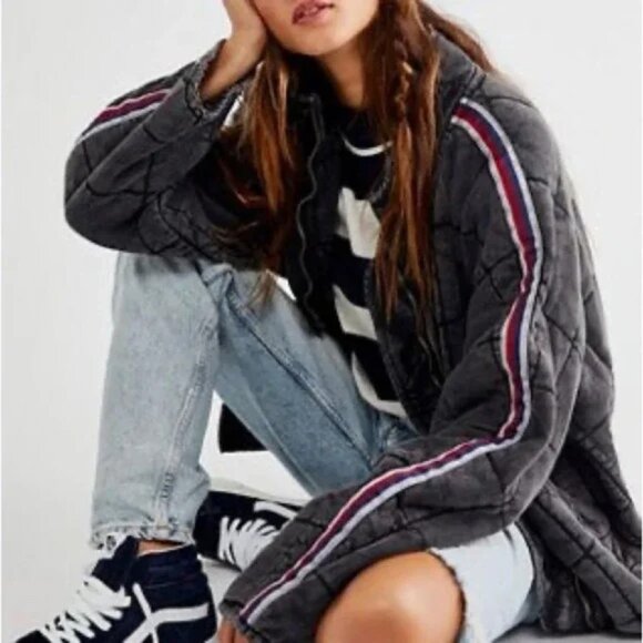 Free People Sports Rib Dolman Quilted Jacket with Stripes - Picture 2 of 5